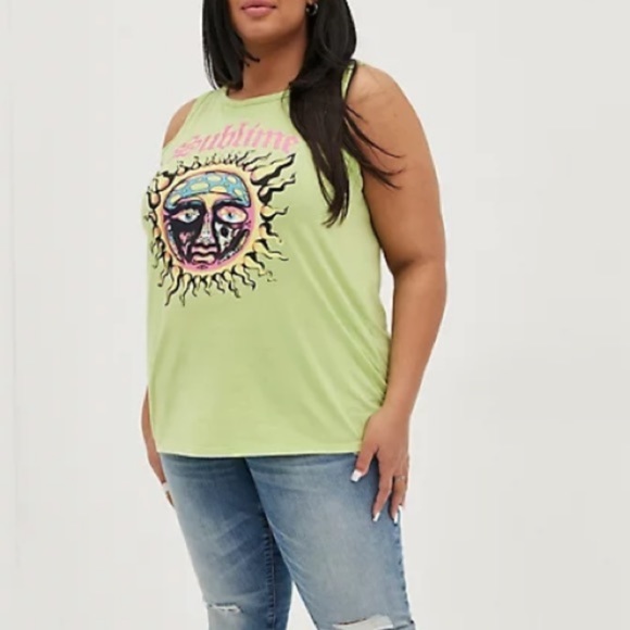 TORRID NWT CLASSIC CREW TANK - COTTON SUBLIME LIME GREEN 0651 - Picture 3 of 6